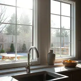 Kitchen windows after professional cleaning