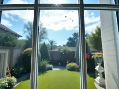 Beautiful home interior view through clean window